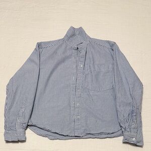 beachlunchlounge Blue Striped Women's Button Down Shirt